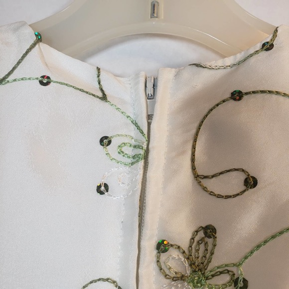 Tip Top Dress 12 Month Ruffle Bow Ivory Sage USA Fancy Baby Party - Picture 11 of 12